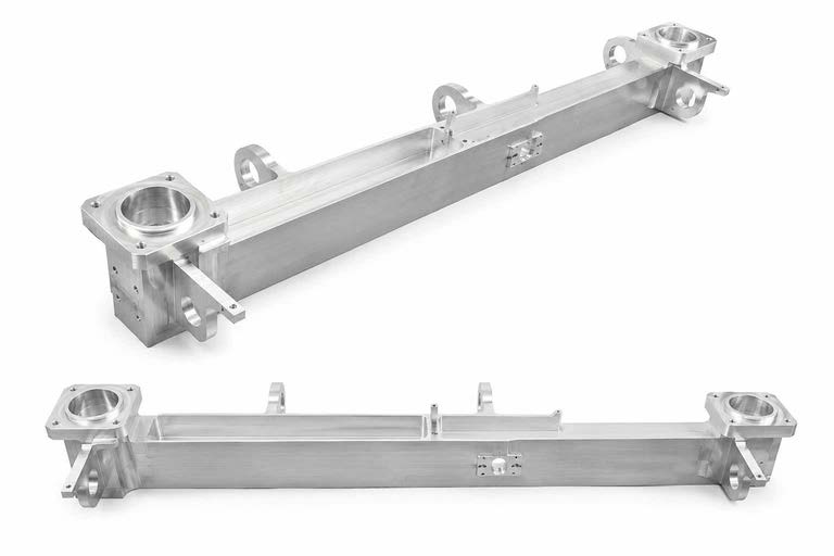 Long precision machined aluminum beams